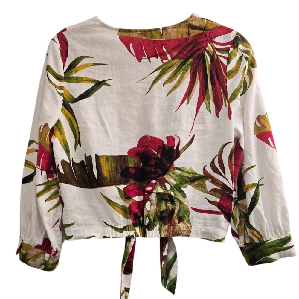 Maison d'Amélie Paris Linen Blend Tropical Floral Tie XS Boho Cottagecore Resort - Picture 6 of 7